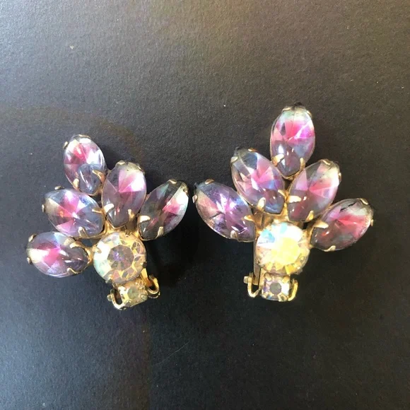 ❤️ Vintage Iridescent Brooch & Earrings Set - Picture 5 of 11